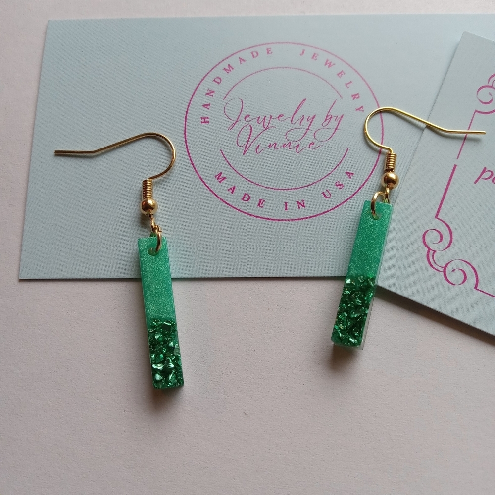 Hand Crafted Green Earrings